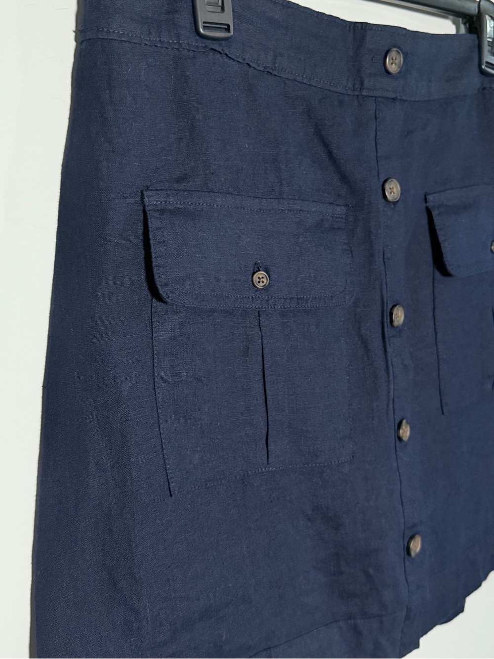 Nicole Miller Navy Button-Front Mini Skirt - Picture 4 of 8